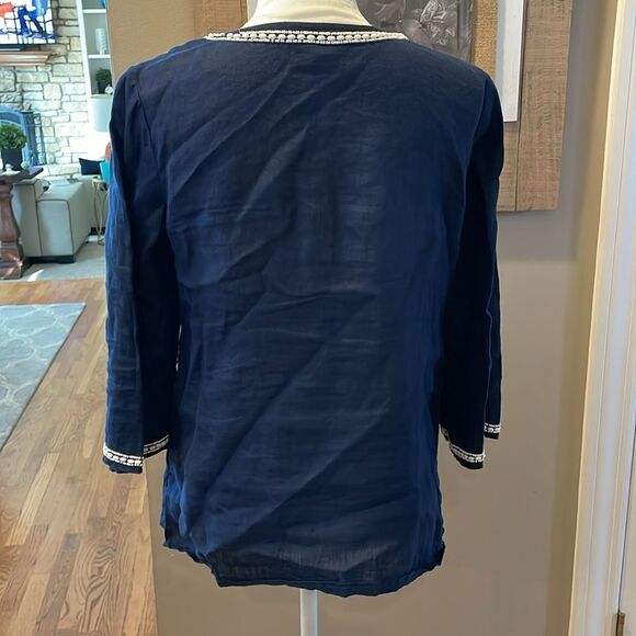 Linen Embroidered Luxury Tunic Top - Picture 8 of 11